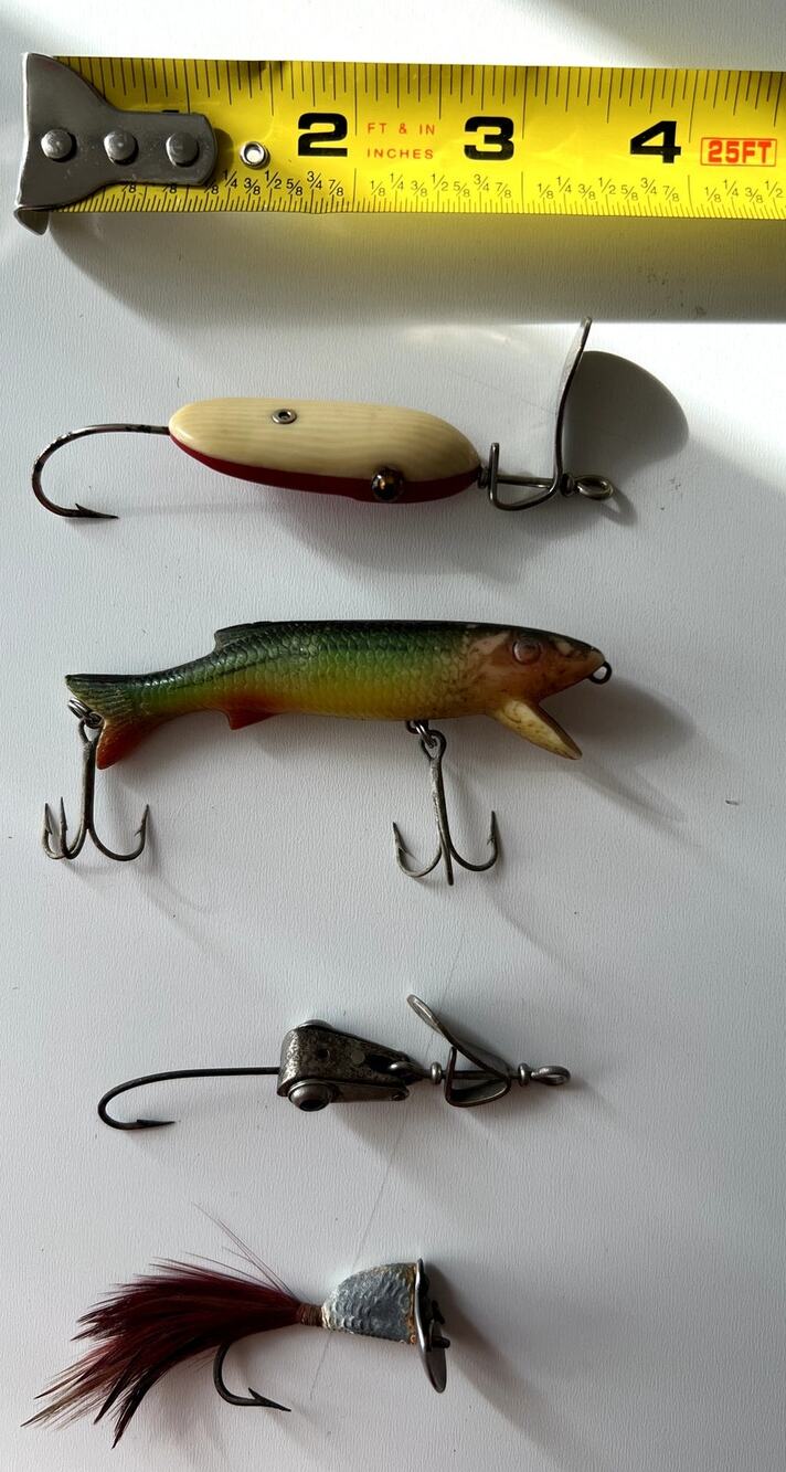 Set Of Four (4) Vintage Collectible Fishing Lures Alfos Heddon Shall A Minner